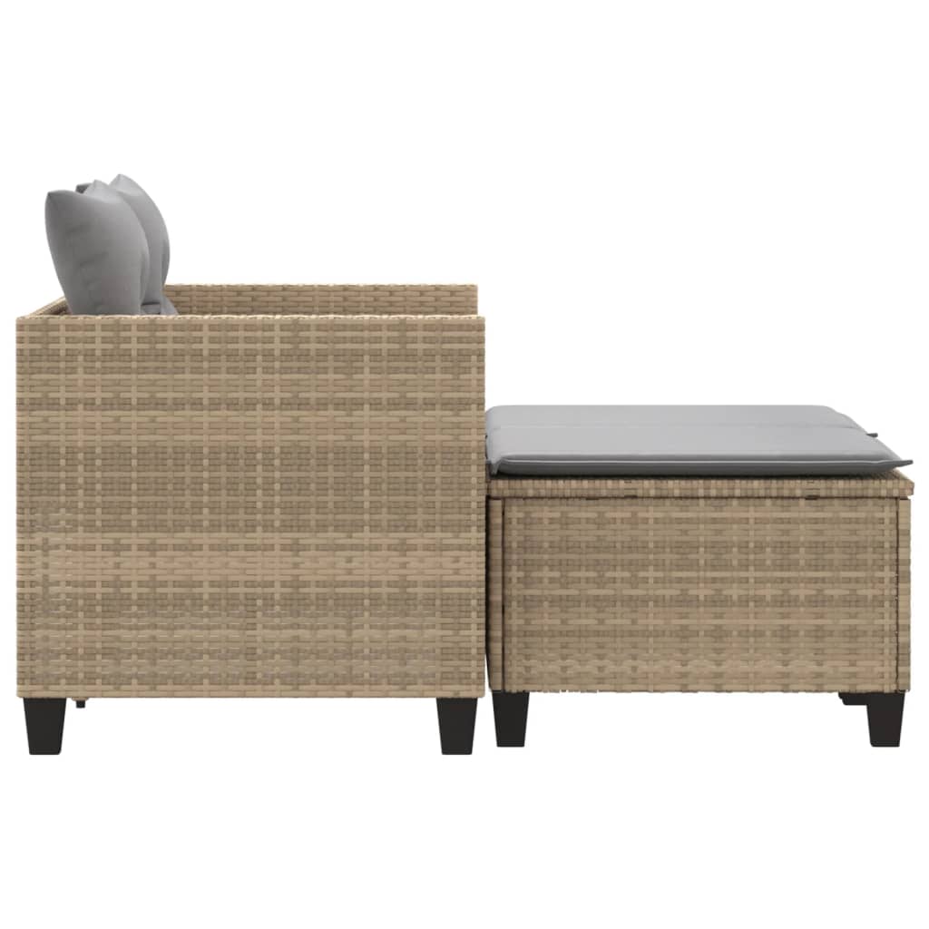 Divano da Giardino 2 Posti con Sgabelli Beige in Polyrattan | homemem39