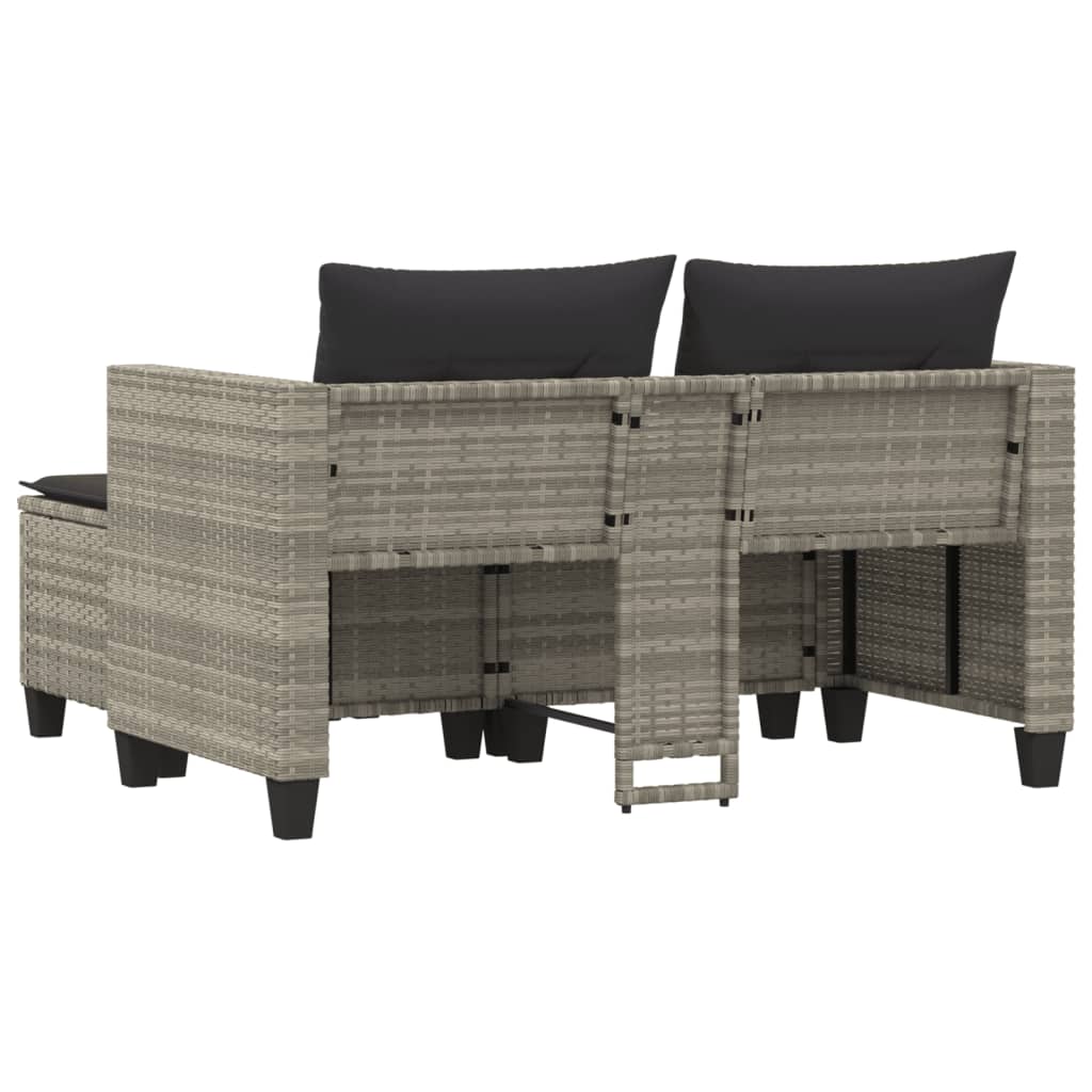 Divano da Giardino 2Posti con Sgabelli Grigio Chiaro Polyrattan | homemem39