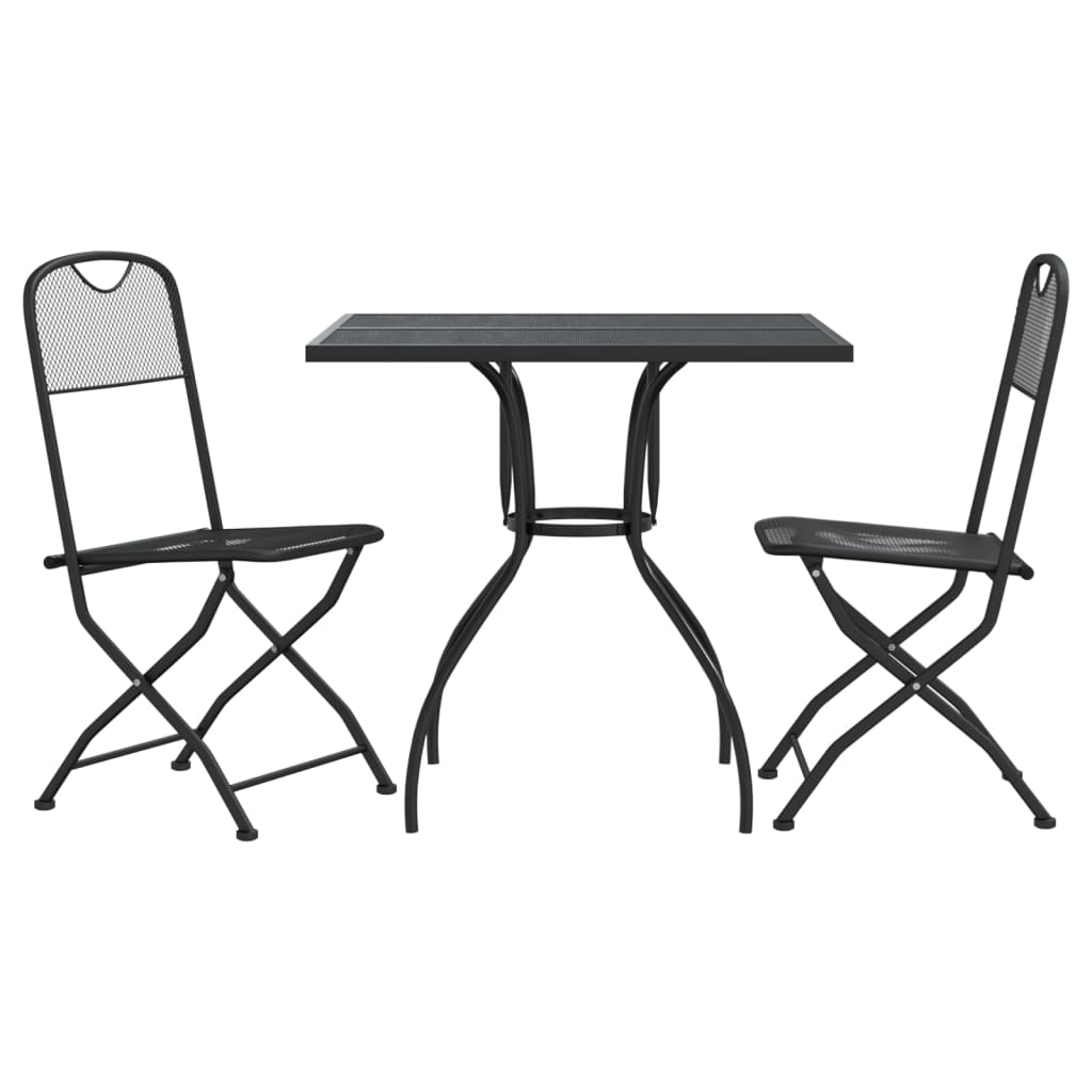 Set da Pranzo da Giardino 3pz Antracite in Rete Metallica | homemem39