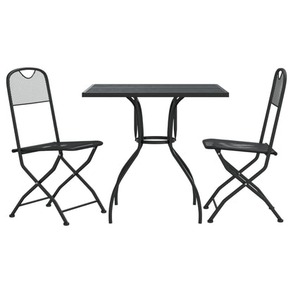 Set da Pranzo da Giardino 3pz Antracite in Rete Metallica | homemem39