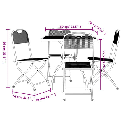 Set da Pranzo da Giardino 5pz Antracite in Rete Metallica | homemem39