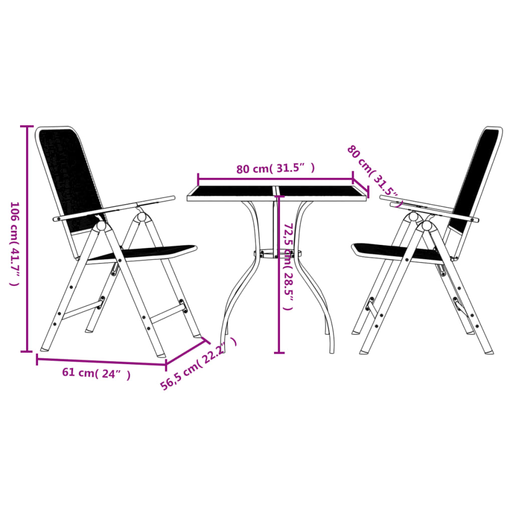 Set da Pranzo da Giardino 3pz Antracite in Rete Metallica | homemem39