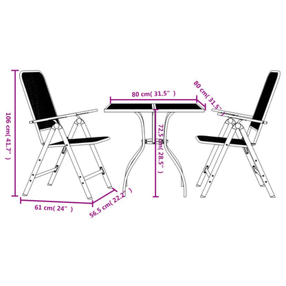 Set da Pranzo da Giardino 3pz Antracite in Rete Metallica | homemem39