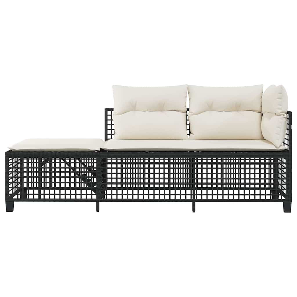 Set Divani ad Angolo 3 pz con Cuscini in Polyrattan Nero | homemem39