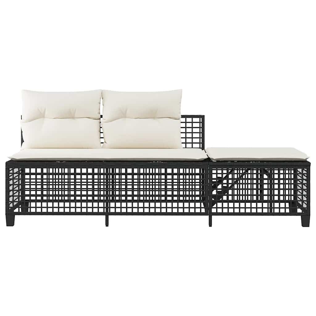 Set Divani ad Angolo 3 pz con Cuscini in Polyrattan Nero | homemem39