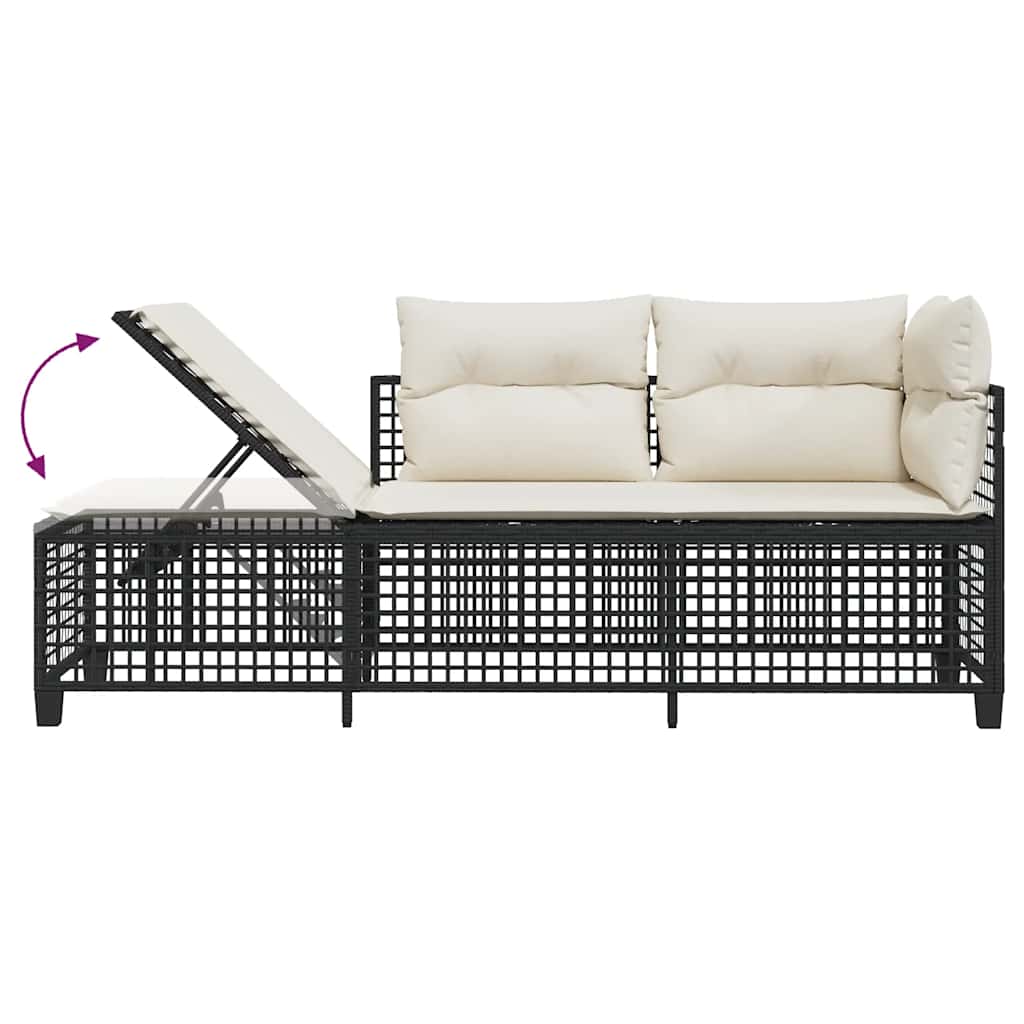 Set Divani ad Angolo 3 pz con Cuscini in Polyrattan Nero | homemem39