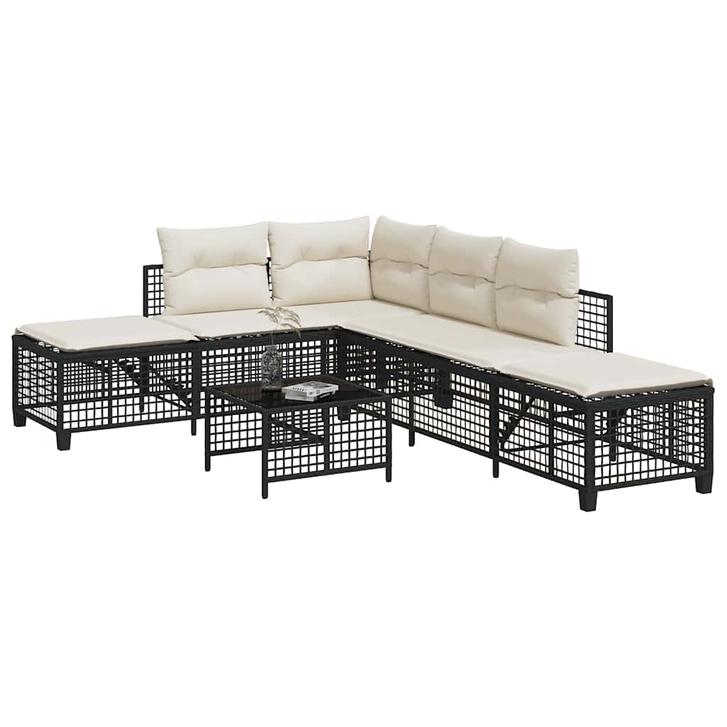 Set Divani ad Angolo 3 pz con Cuscini in Polyrattan