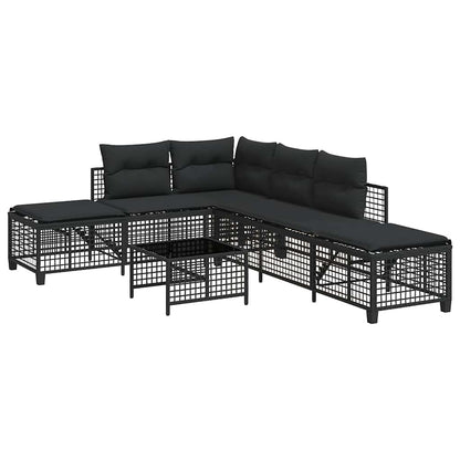 Set Divani ad Angolo 3 pz con Cuscini in Polyrattan Nero | homemem39