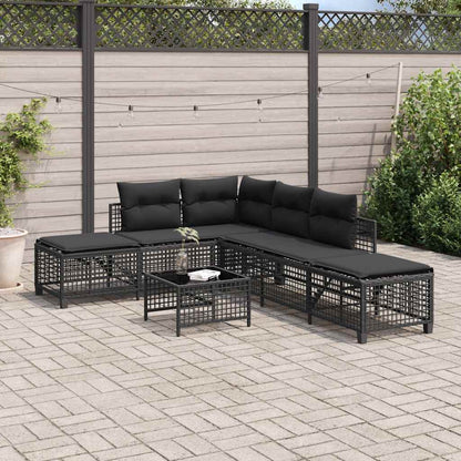 Set Divani ad Angolo 3 pz con Cuscini in Polyrattan Nero | homemem39