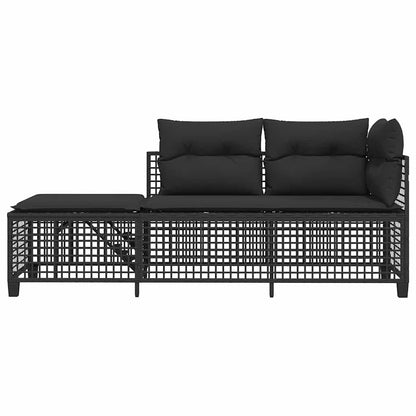 Set Divani ad Angolo 3 pz con Cuscini in Polyrattan Nero | homemem39