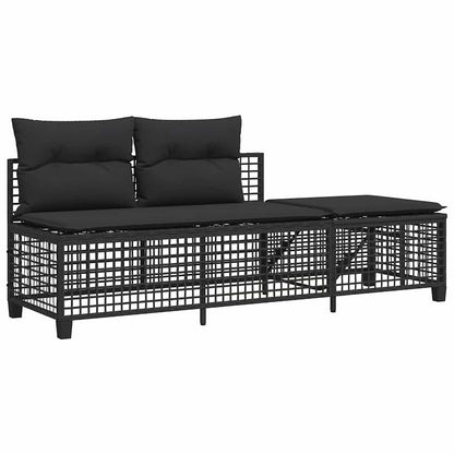 Set Divani ad Angolo 3 pz con Cuscini in Polyrattan Nero | homemem39
