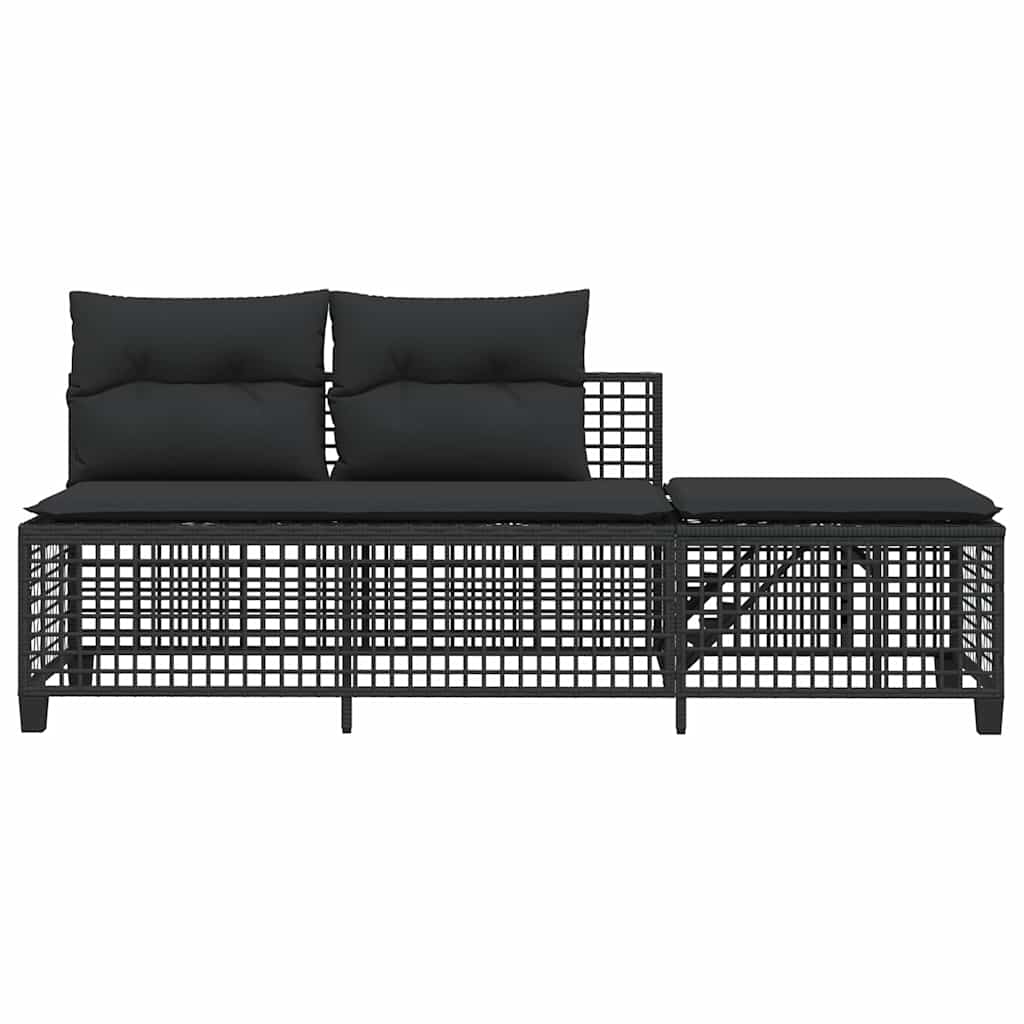 Set Divani ad Angolo 3 pz con Cuscini in Polyrattan Nero | homemem39