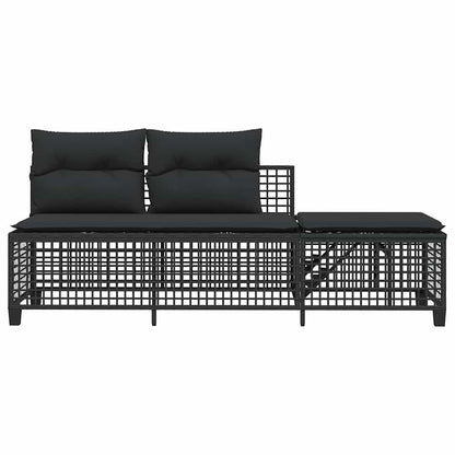 Set Divani ad Angolo 3 pz con Cuscini in Polyrattan Nero | homemem39