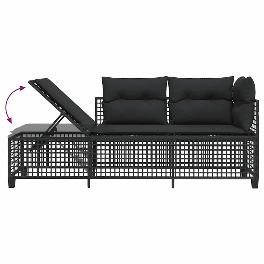 Set Divani ad Angolo 3 pz con Cuscini in Polyrattan Nero | homemem39