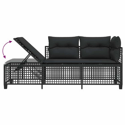 Set Divani ad Angolo 3 pz con Cuscini in Polyrattan Nero | homemem39