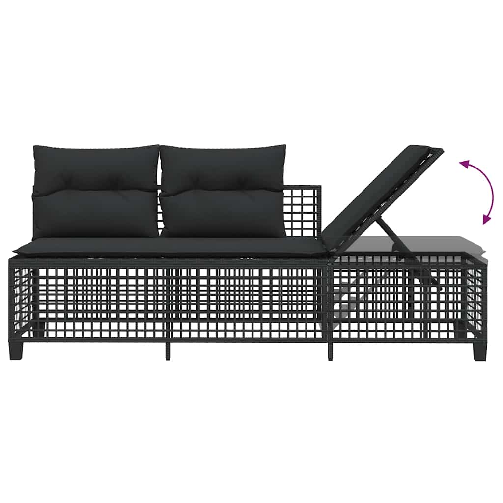 Set Divani ad Angolo 3 pz con Cuscini in Polyrattan Nero | homemem39