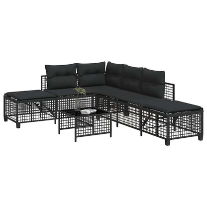 Set Divani ad Angolo 3 pz con Cuscini in Polyrattan Nero | homemem39