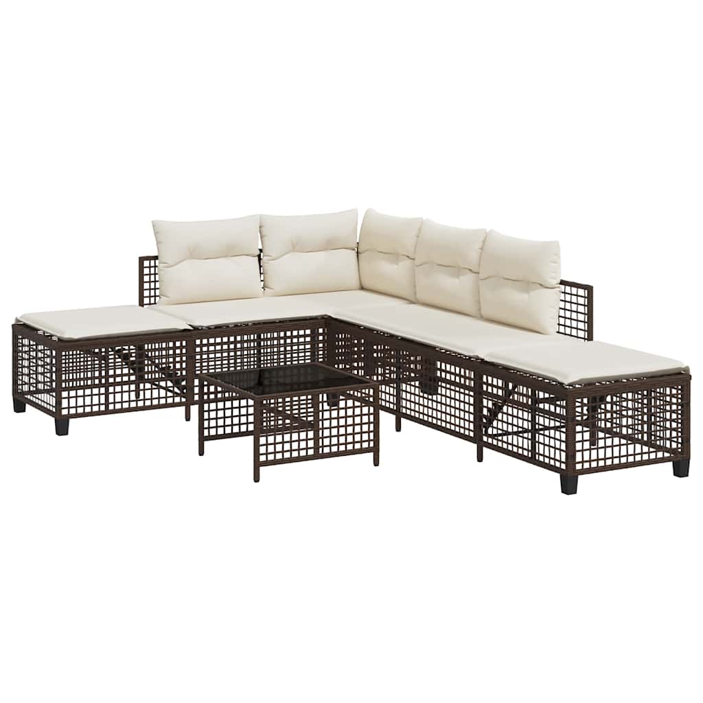 Set Divani ad Angolo 3 pz con Cuscini in Polyrattan Marrone | homemem39