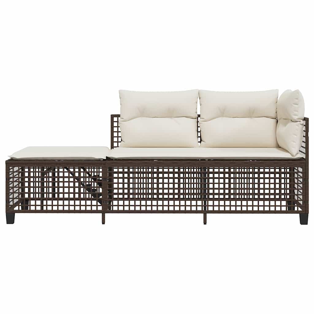 Set Divani ad Angolo 3 pz con Cuscini in Polyrattan Marrone | homemem39