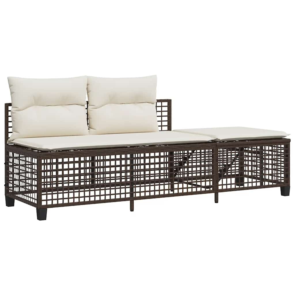 Set Divani ad Angolo 3 pz con Cuscini in Polyrattan Marrone | homemem39