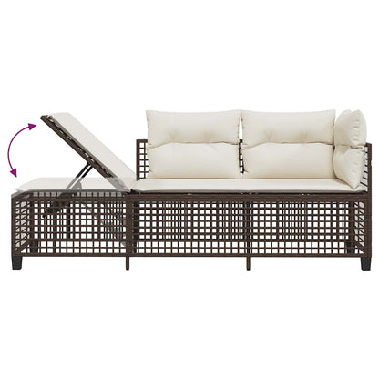 Set Divani ad Angolo 3 pz con Cuscini in Polyrattan Marrone | homemem39