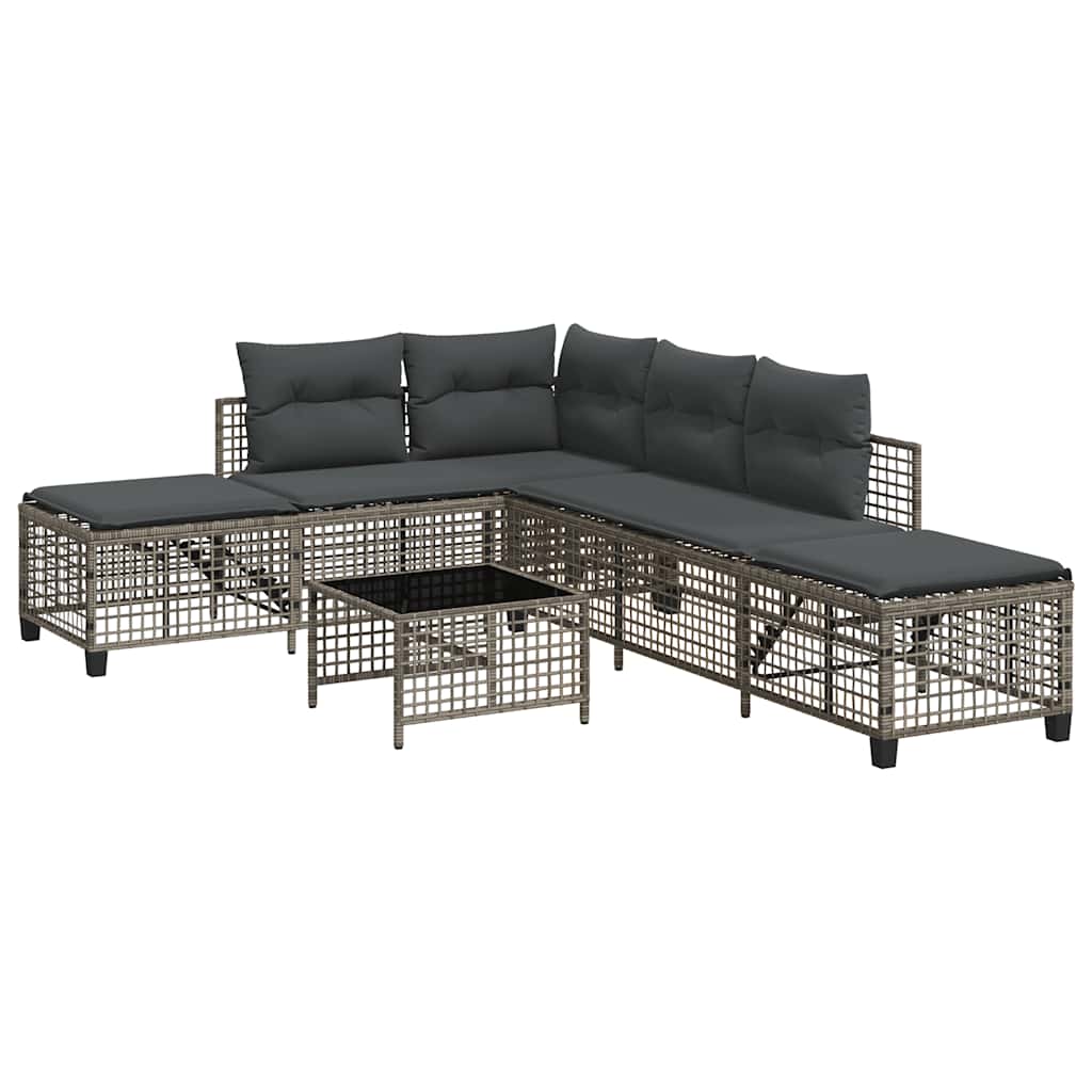 Divani da Giardino ad Angolo 3 pz Cuscini Grigio in Polyrattan | homemem39