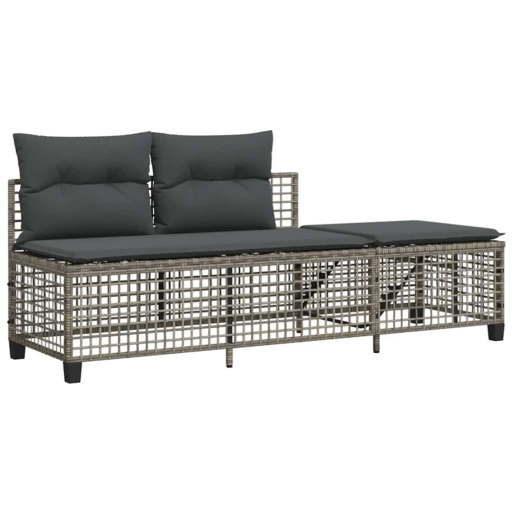Divani da Giardino ad Angolo 3 pz Cuscini Grigio in Polyrattan | homemem39