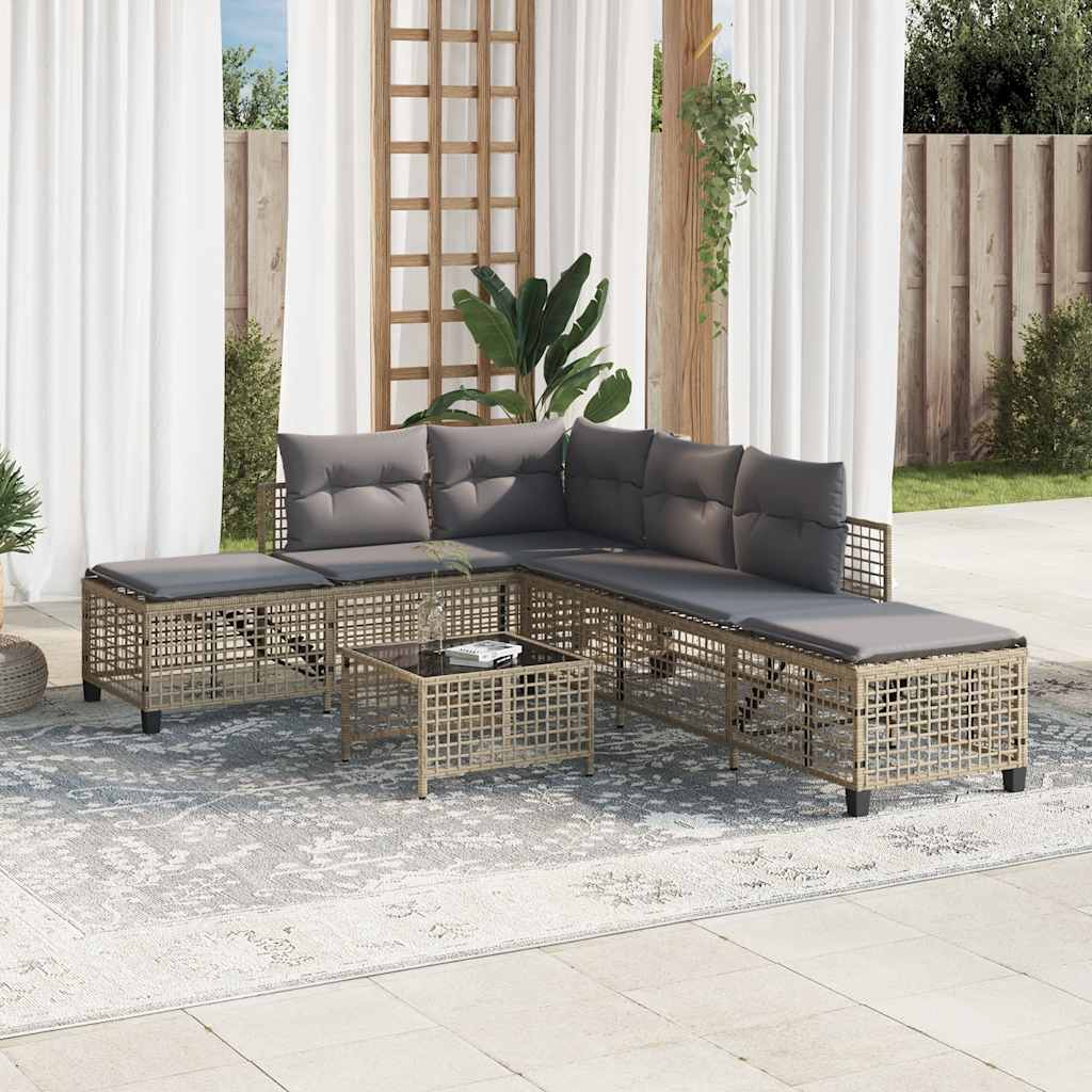 Set Divano ad Angolo 3 pz con Cuscini Beige Misto Polyrattan | homemem39