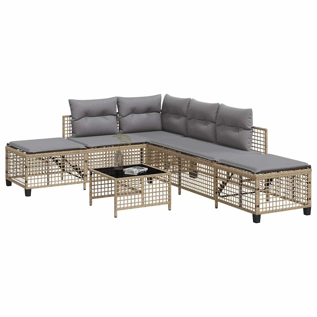 Set Divano ad Angolo 3 pz con Cuscini Beige Misto Polyrattan | homemem39