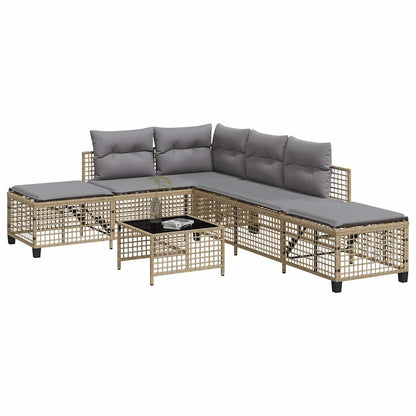 Set Divano ad Angolo 3 pz con Cuscini Beige Misto Polyrattan | homemem39