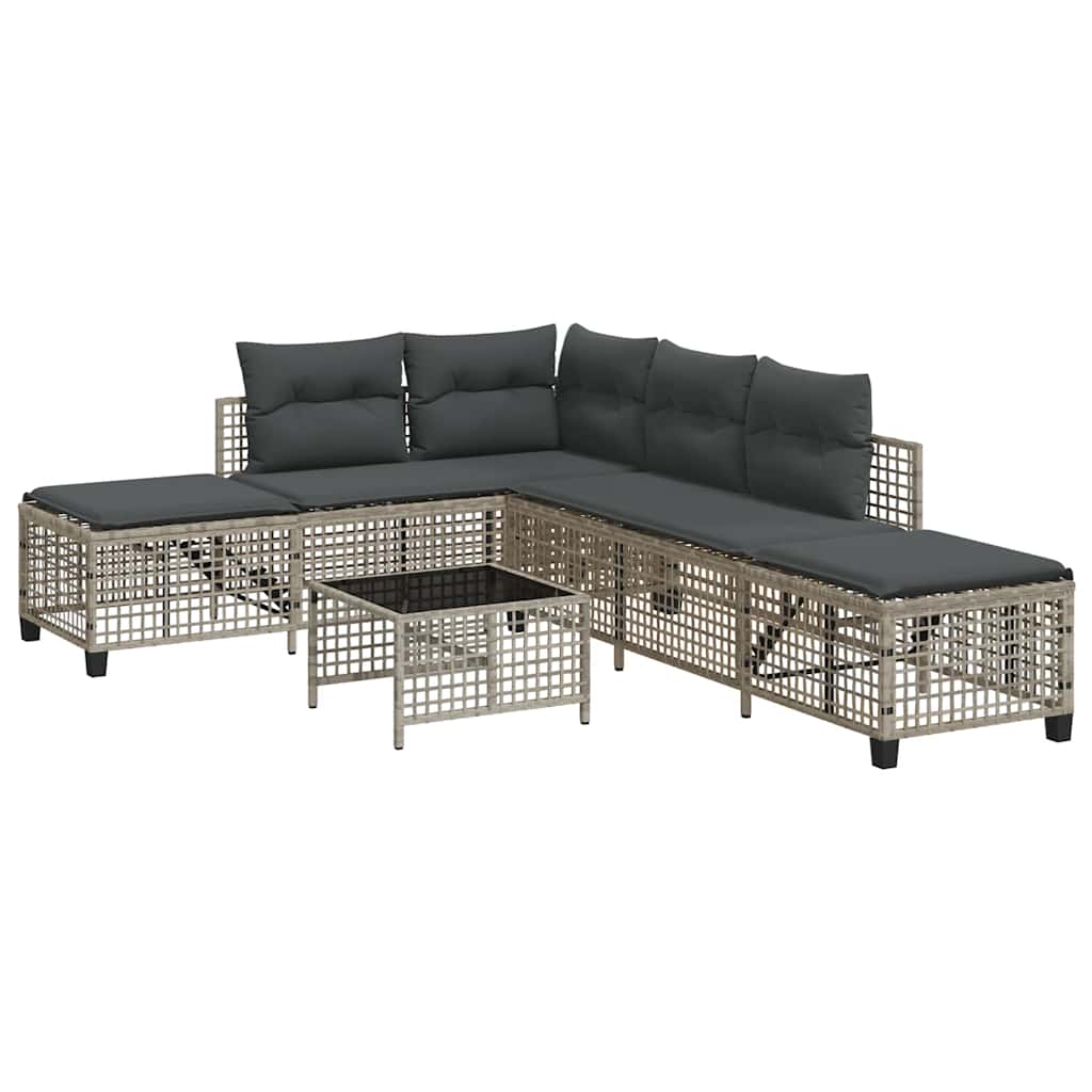 Divani da Giardino ad Angolo 3 pz Cuscini Grigio in Polyrattan | homemem39