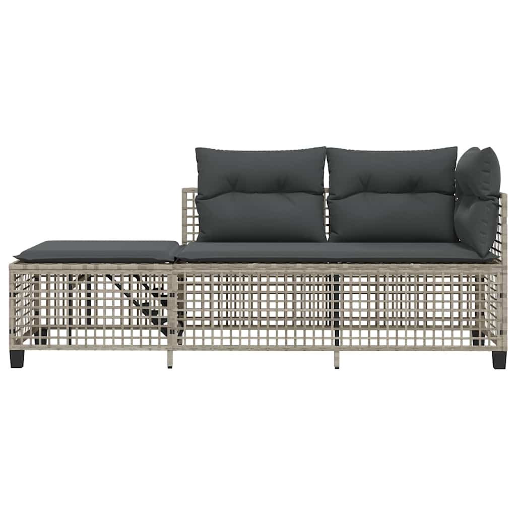 Divani da Giardino ad Angolo 3 pz Cuscini Grigio in Polyrattan | homemem39