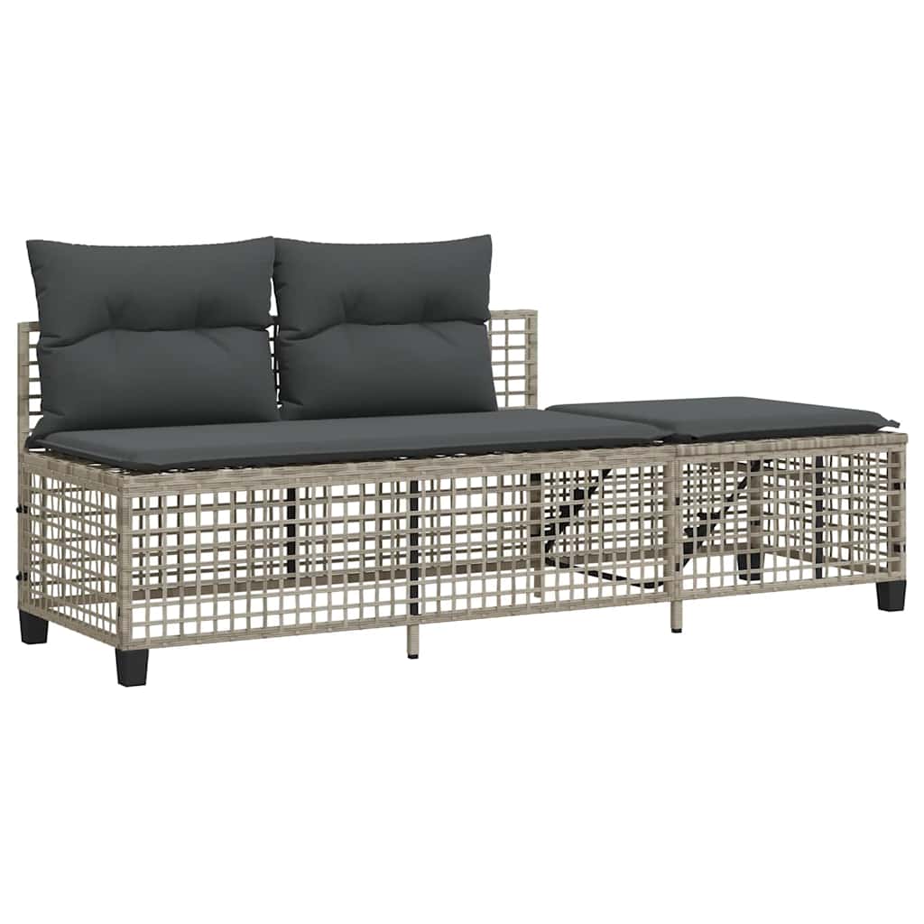 Divani da Giardino ad Angolo 3 pz Cuscini Grigio in Polyrattan | homemem39