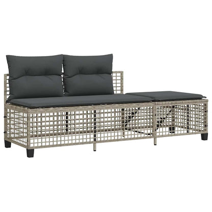 Divani da Giardino ad Angolo 3 pz Cuscini Grigio in Polyrattan | homemem39