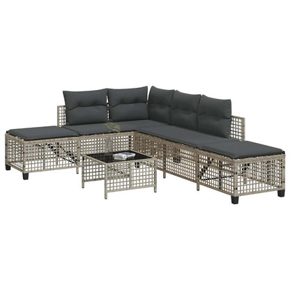 Divani da Giardino ad Angolo 3 pz Cuscini Grigio in Polyrattan | homemem39