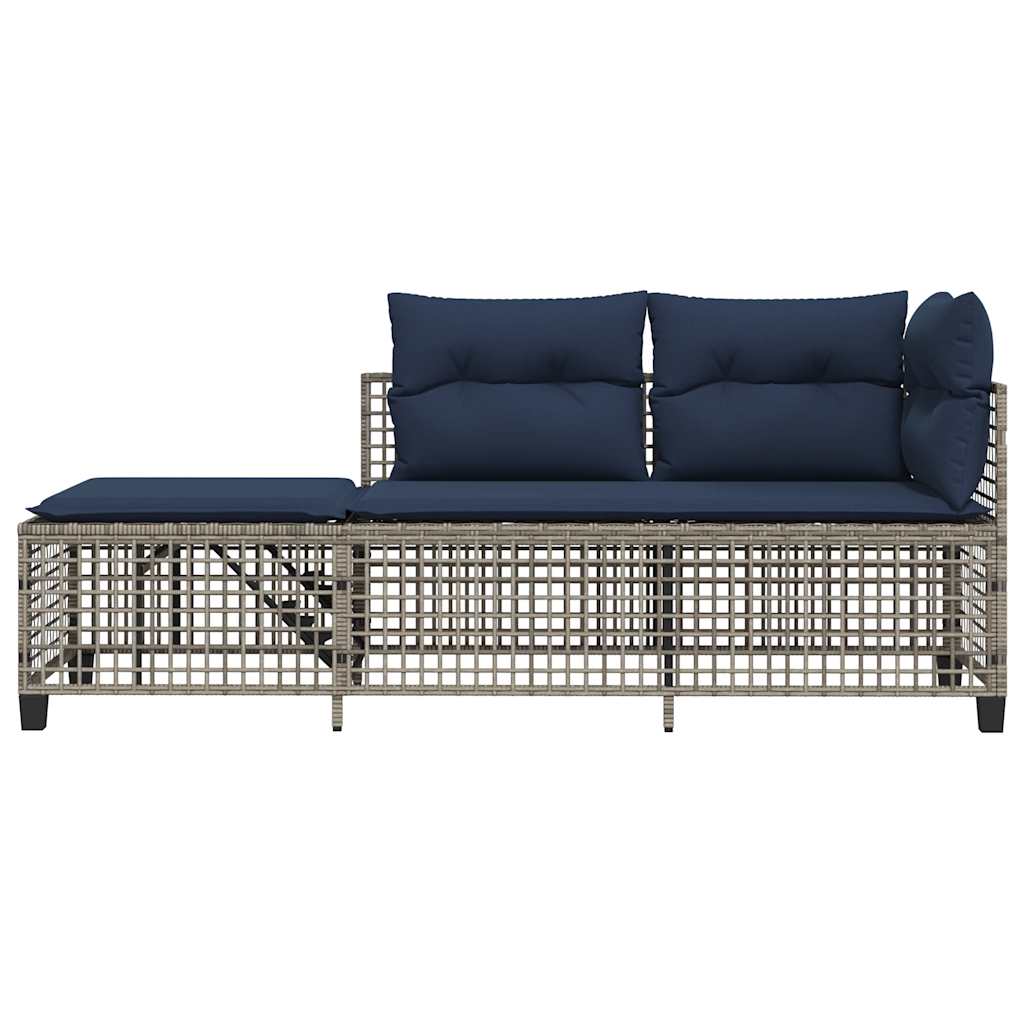 Set da giardino angolare a 3 pz con Cuscini in Polyrattan Grigio | homemem39