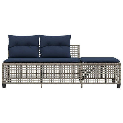 Set da giardino angolare a 3 pz con Cuscini in Polyrattan Grigio