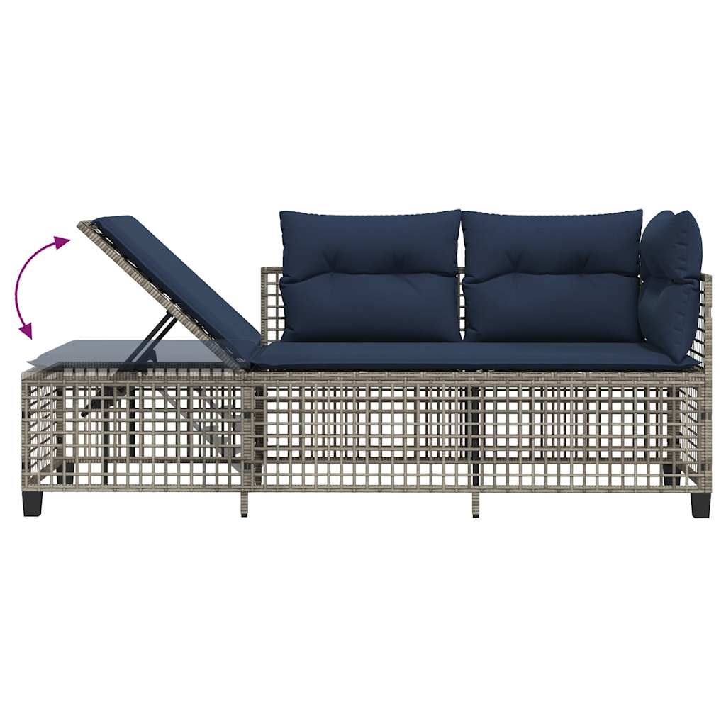 Set da giardino angolare a 3 pz con Cuscini in Polyrattan Grigio | homemem39