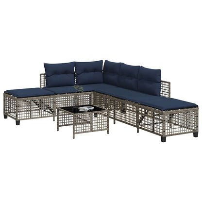 Set da giardino angolare a 3 pz con Cuscini in Polyrattan Grigio | homemem39