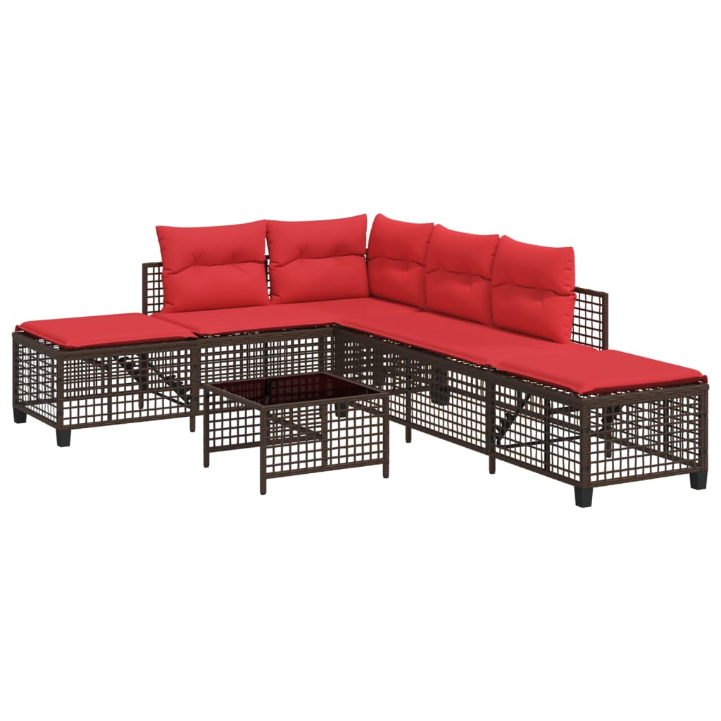 Set divano angolare da giardino a 3 pz con Cuscini in Polyrattan Marrone | homemem39