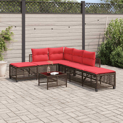 Set divano angolare da giardino a 3 pz con Cuscini in Polyrattan Marrone | homemem39