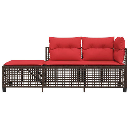 Set divano angolare da giardino a 3 pz con Cuscini in Polyrattan Marrone | homemem39