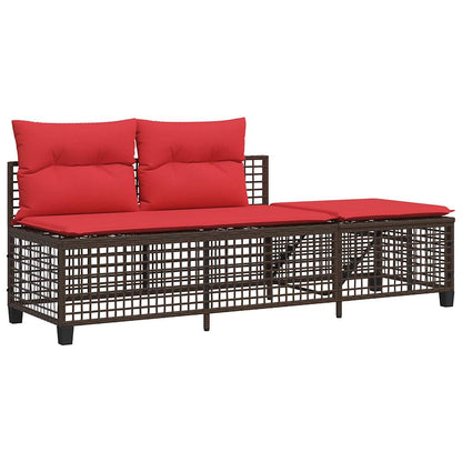 Set divano angolare da giardino a 3 pz con Cuscini in Polyrattan Marrone | homemem39