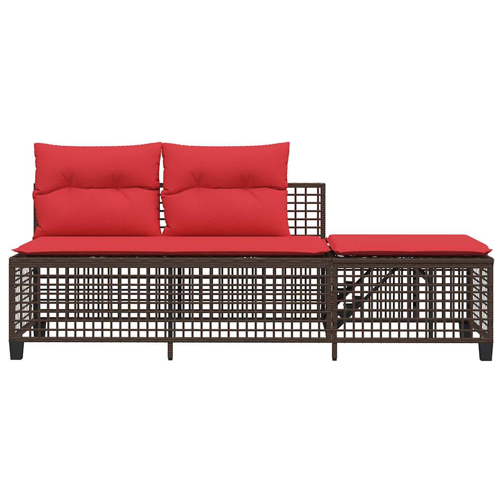 Set divano angolare da giardino a 3 pz con Cuscini in Polyrattan Marrone | homemem39