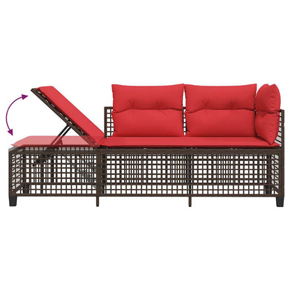 Set divano angolare da giardino a 3 pz con Cuscini in Polyrattan Marrone | homemem39