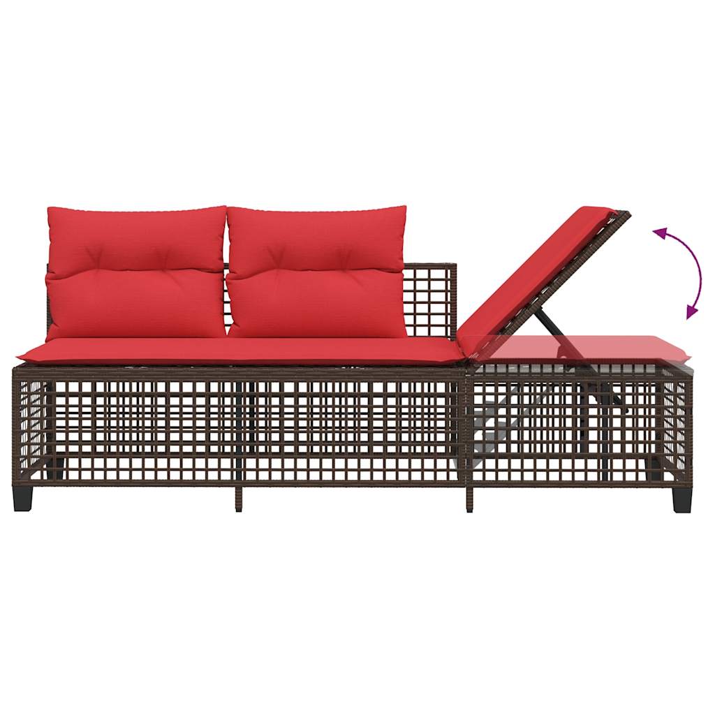 Set divano angolare da giardino a 3 pz con Cuscini in Polyrattan Marrone | homemem39