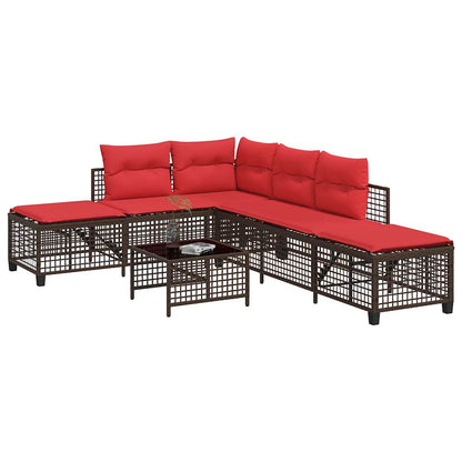 Set divano angolare da giardino a 3 pz con Cuscini in Polyrattan Marrone | homemem39