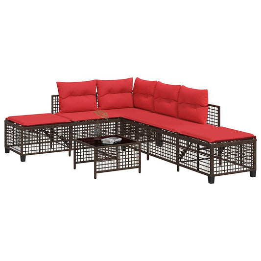 Set divano angolare da giardino a 3 pz con Cuscini in Polyrattan Marrone
