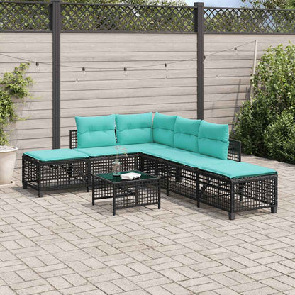 Set divano angolare da giardino a 3 pz con Cuscini in Polyrattan Nero | homemem39
