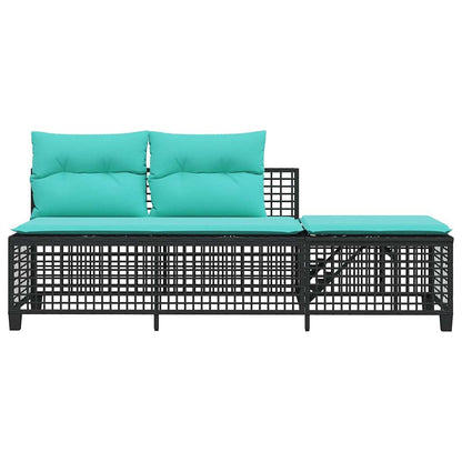 Set divano angolare da giardino a 3 pz con Cuscini in Polyrattan Nero | homemem39